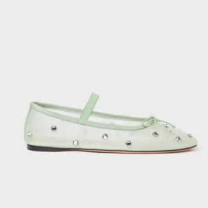 Loeffler Randall Leonie Mesh Crystal Ballet Flats Black Size 8